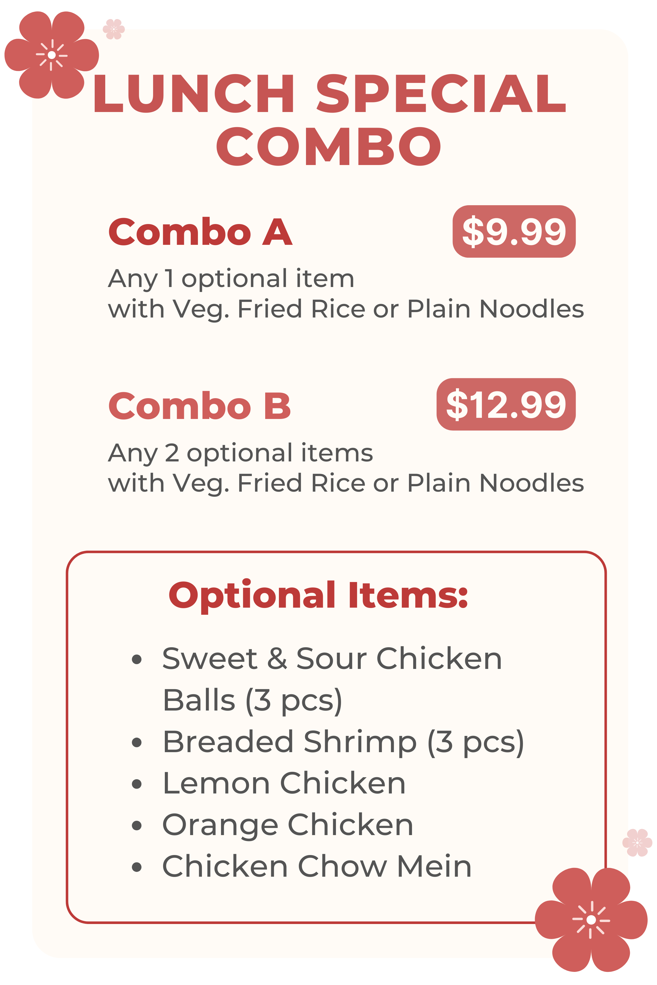 Lunch Special Menu